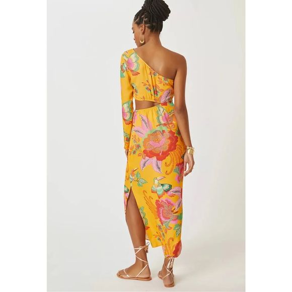 FARM Rio Dresses & Skirts - New Farm x Anthropologie Single-Shoulder Printed Maxi Dress Size XXS